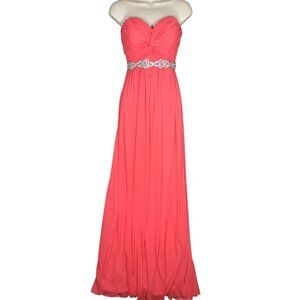 City Studio Formal Prom Dress Pink Chiffon Formal Maxi 6 7 Medium Beaded Gown